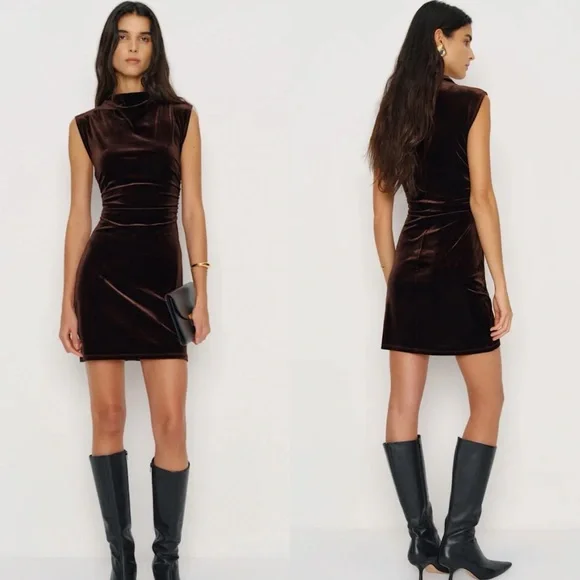 Reformation Alden Knit Dress in Chocolate Velvet Size S - Picture 1 of 14